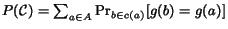 $P({\cc }) = \sum_{a\in A} \Pr_{b\in c(a)}[g(b) = g(a)]$